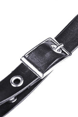 Black Sleeveless Layered Buckled Zippered Women's Gothic Faux Leather Strap Dress - Product - 17