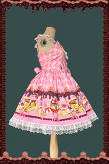 [Cream Meow] Sleeveless Print Bowknot Lace Sweet Lolita Jsk Dress 3 Colors - Product - 7