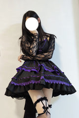Black/Purple Seine River Multi-layer Ruffle Ballet Style Gothic Lolita Jsk Dress - Product - 6