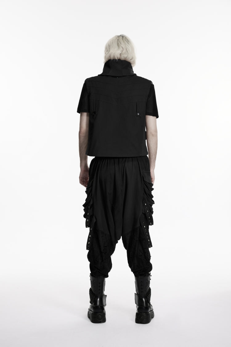 Black Studded Pleated Eyelet Men's Punk Handsome Cool Pants - Product - 7