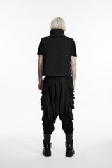 Black Studded Pleated Eyelet Men's Punk Handsome Cool Pants - Product - 7