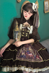 Dark Brown Japanese Country Style Alchemist Theme Bowknot Multi-Layer Ruffled Classic Lolita JSK Dress - Product - 2