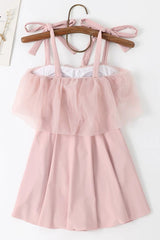 Pink Sleeveless Ruffled Lace-Up Sweet Japanese Lolita One-Piece Swimsuit - Product - 3