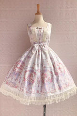 Small Delicate Print Ruffle Bowknot Sweet Lolita Jsk Dress 4 Colors - Off-White - 1