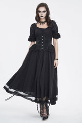 Black Embroidered Patchwork Lace Lace-Up Slim Fit Mesh Eyelet Women's Gothic Luxurious Royal Underbust Corset - Product - 7