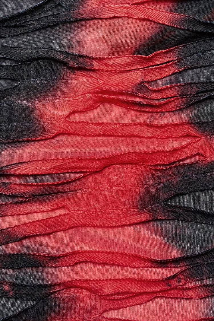 Black/Red Contrast Color Print Ripped Women's Gothic Dress - Product - 6