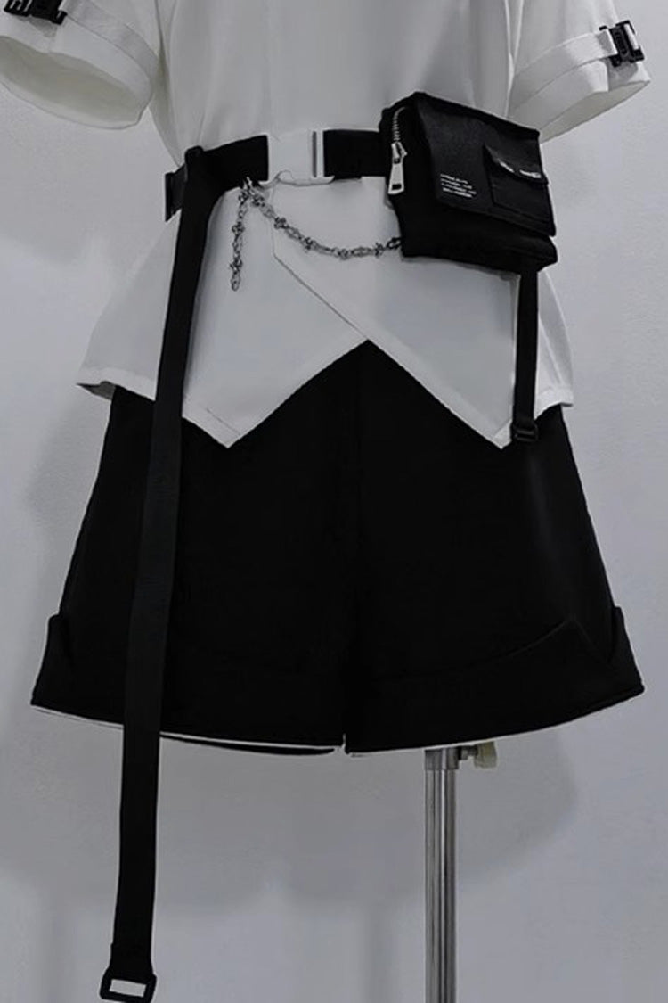 Black Functional Style Ouji Fashion Prince Handsome Lolita Shorts - Black - 1