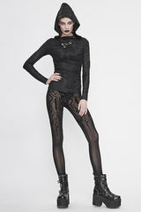 Black Punk Circuit Diagram Flocking Stretch Mesh Leggings Womens Pants - Product - 6