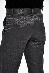 Black Basic Jacquard Diagonal Pocket Three Dimensional Webbing Gothic Mens Pants - Product - 8