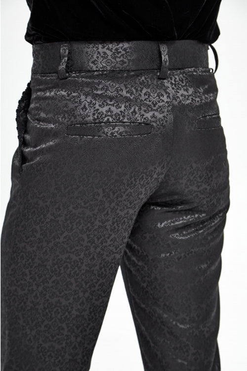 Black Basic Jacquard Diagonal Pocket Three Dimensional Webbing Gothic Mens Pants - Product - 8