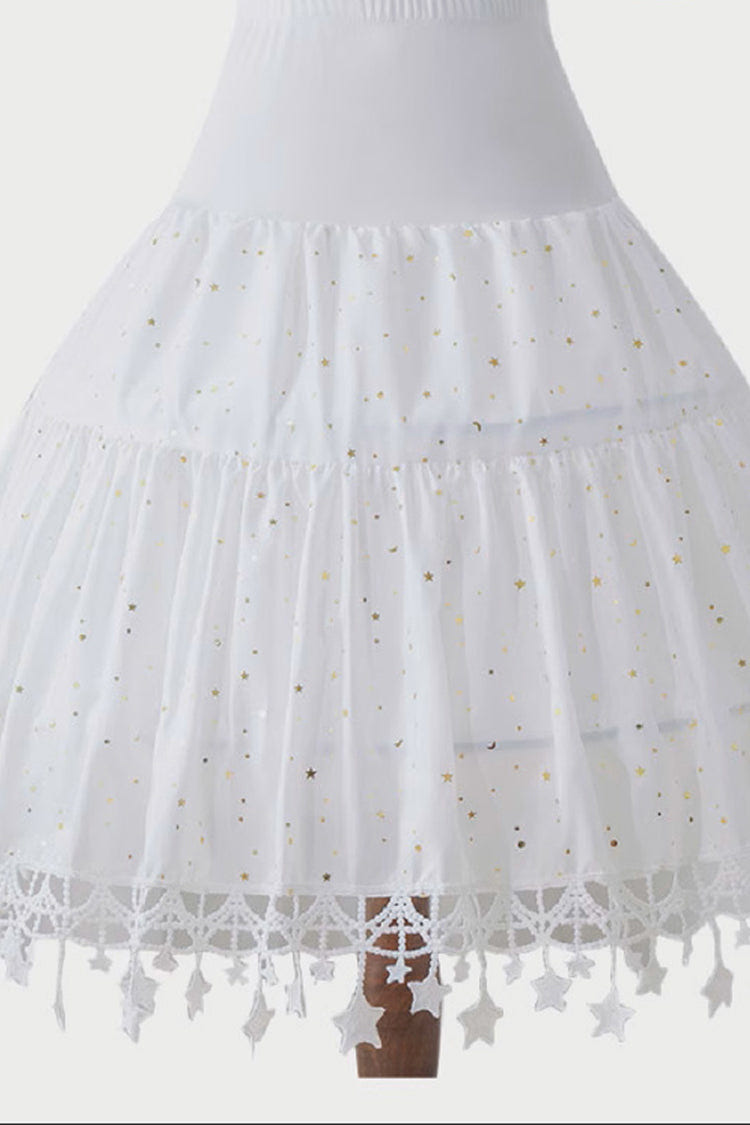White Star Decorated Long Adjustable Sweet Lolita Petticoat - Product - 2
