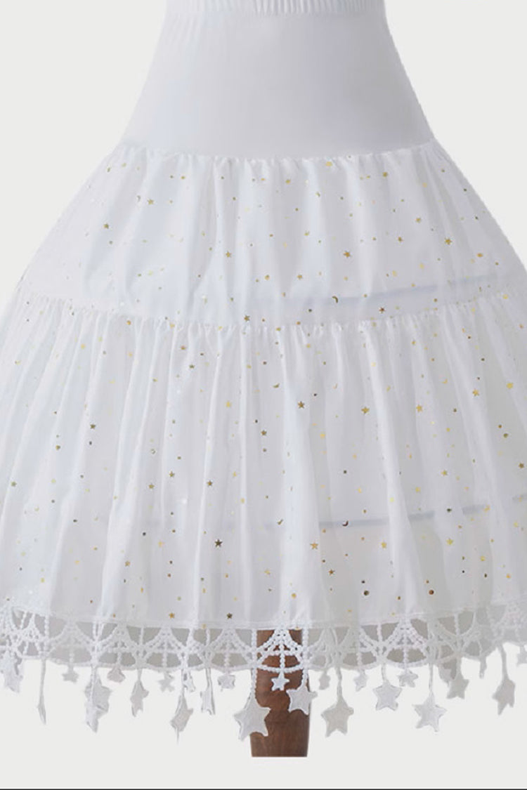 White Star Decorated Long Adjustable Sweet Lolita Petticoat - Product - 2