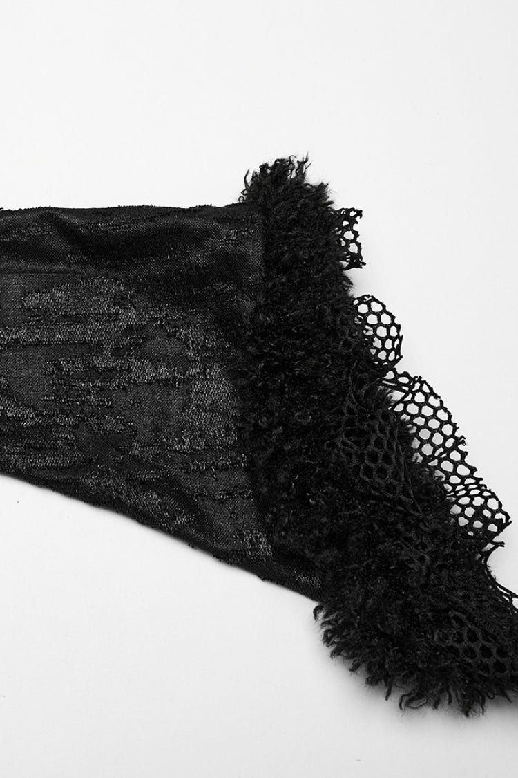 Black Long Trumpet Sleeves Hollow Stitching Lace Mesh Women's Gothic Dress - Product - 7