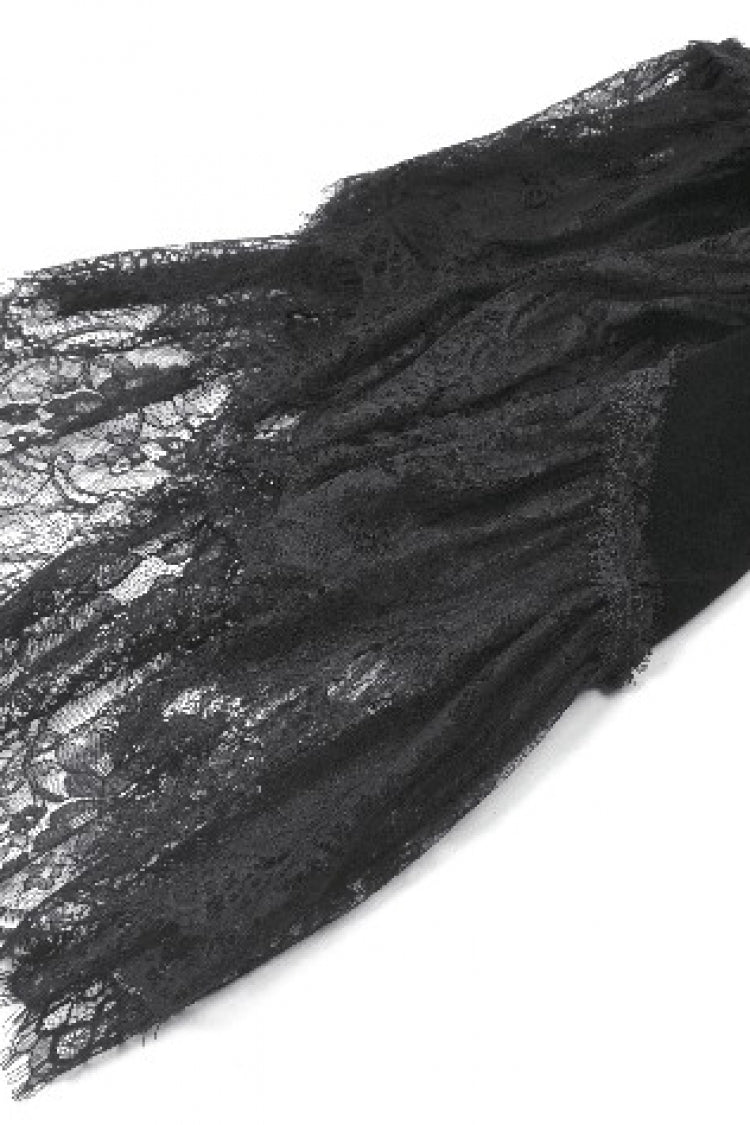 Black Lace Spliced Velvet Long Flared Sleeves Floral Feather Women's Gothic Cape - Product - 17