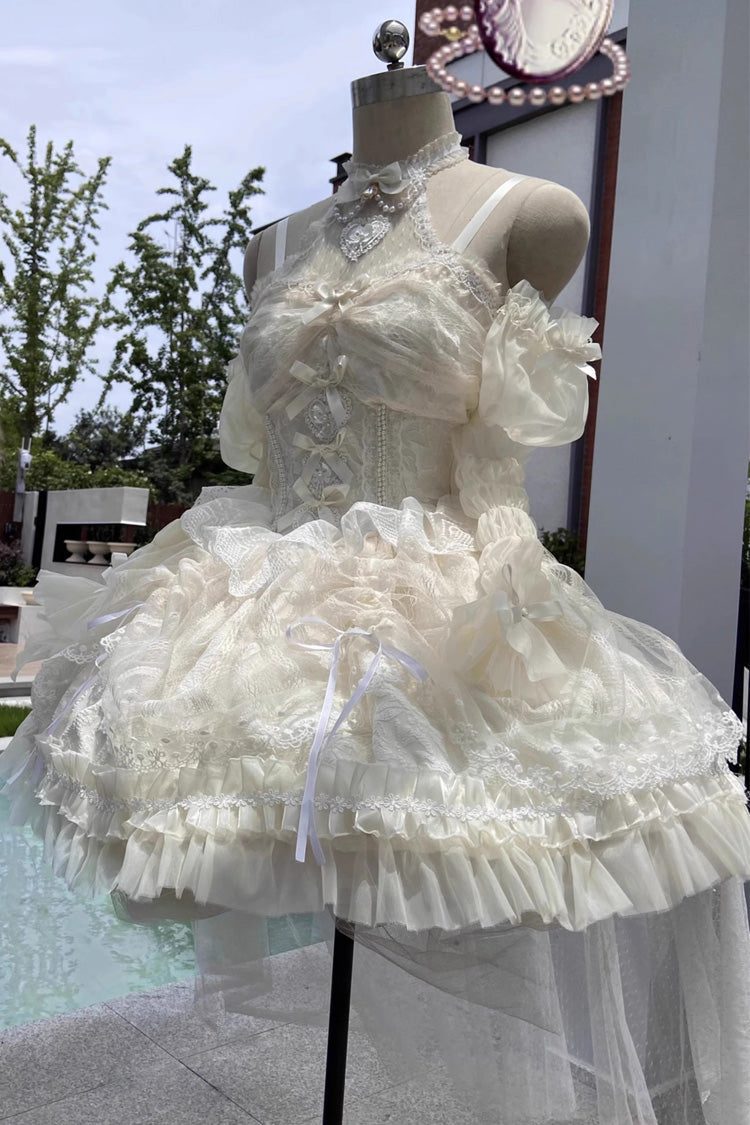 Ivory Ballet Dream Halterneck Ruffle Bowknot Lace Mesh Sweet Lolita Dress - Product - 8