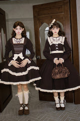 Brown [Miss Brown] Long Sleeves Ruffle Bouquet Embroidery Sweet Lolita Dress (Long Version) - Product - 10