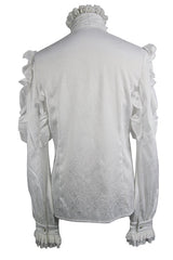 White Vampire Ruffled Sleeves Mens Gothic Blouse - Product - 6