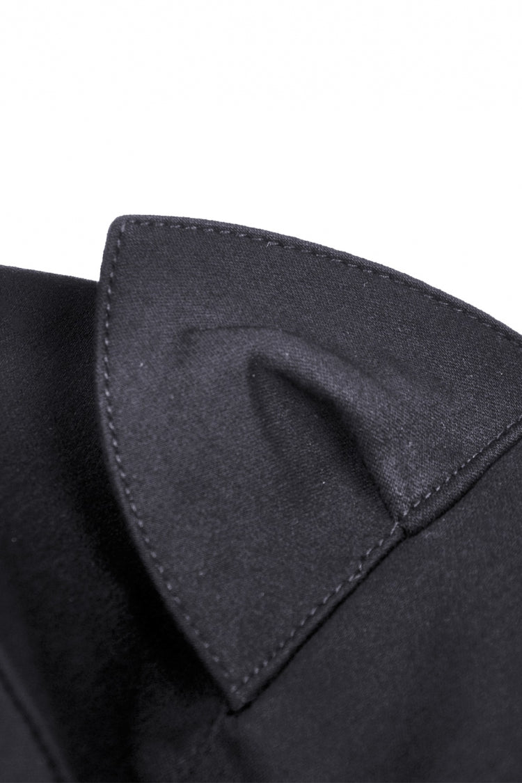 Black Short Sleeves Lace-Up Buckled Women's Punk Cat Ear Hooded Short Cape - Product - 13