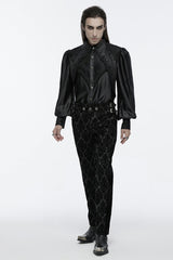 Black Long Puff Sleeves Spliced Lace Men's Gothic Shirt - Product - 4