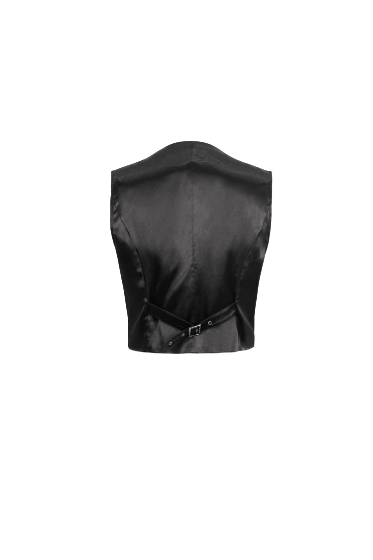 Black Metal Mushroom Button Waist Loop Jacquard Short Men's Gothic Waistcoat - Product - 7