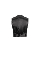 Black Metal Mushroom Button Waist Loop Jacquard Short Men's Gothic Waistcoat - Product - 7