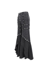 Black Mesh Eyelets Ruffled Flared Womens Punk Pants - Product - 9