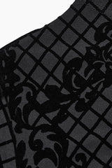 Black Long Sleeves Flocking Mesh Zipper Women's Gothic Jacket - Product - 6