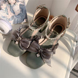 Romance Bowknot Lace Pearl Sweet Elegant Lolita Shoes 4 Colors - Product - 10
