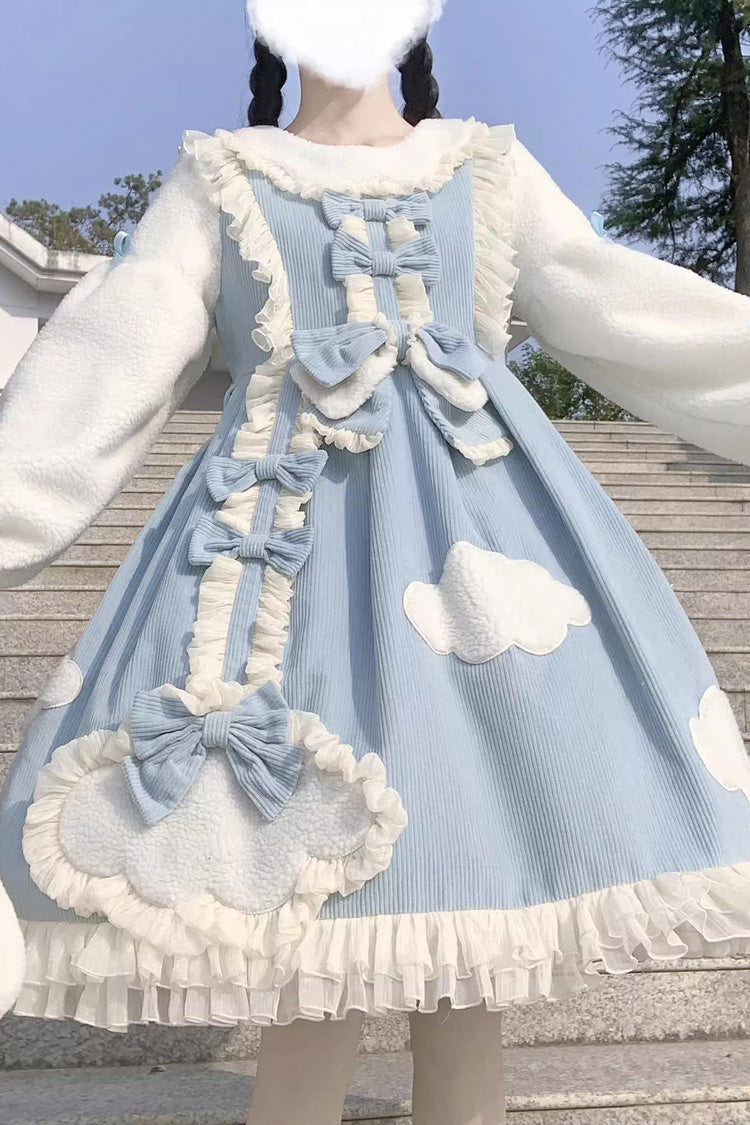 [Winter Clouds Clear Up] 長袖 フリル リボン レース スウィートロリータ ワンピース 2色 商品画像