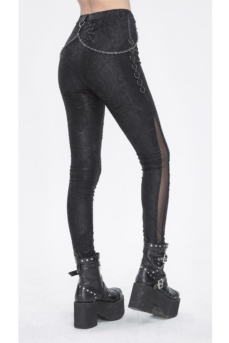 Black Jacquard Print Stitching Lace Women's Punk Pants - Product - 5
