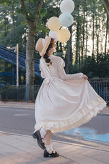 Ivory Round Collar Long Sleeves Ruffle Sweet Lolita Dress - Product - 2