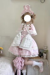 Pink [Bobo Bunny Doll] Ruffled Bow Lace-Up Sweet Lolita Jsk Dress - Product - 6