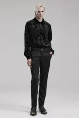 Men's Long Sleeves Embossed Velvet Print Gothic Gorgeous Blouse 2 Colors - Product - 5
