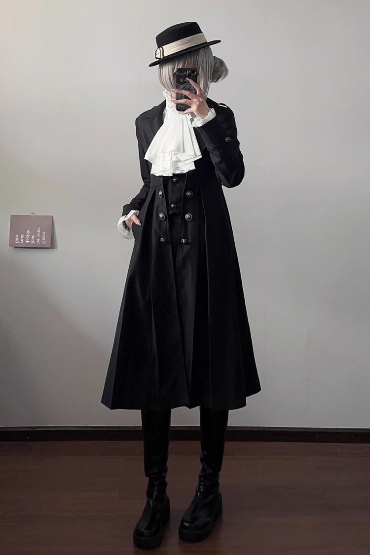 [Paranoid’s Punishment ] Long Sleeves Slim Gothic Lolita Trench Coat 2 Colors - Product - 2