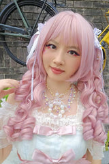 Pink Multi-Layered Roman Curl Sweet Lolita Wig - Product - 4