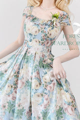 Multi-Color [Forest Basket] Green Field Flowers Print Bowknot Sweet Elegant Lolita Jsk Dress - Product - 4