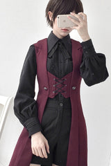 Overture Middle Ages Ouji Fashion Gothic Lolita Long Vest 3 Colors - Red - 6