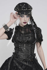 Black Bow Lace-Up Slim Zippered Women's Gothic Swallow-tailed Vest - Product - 10
