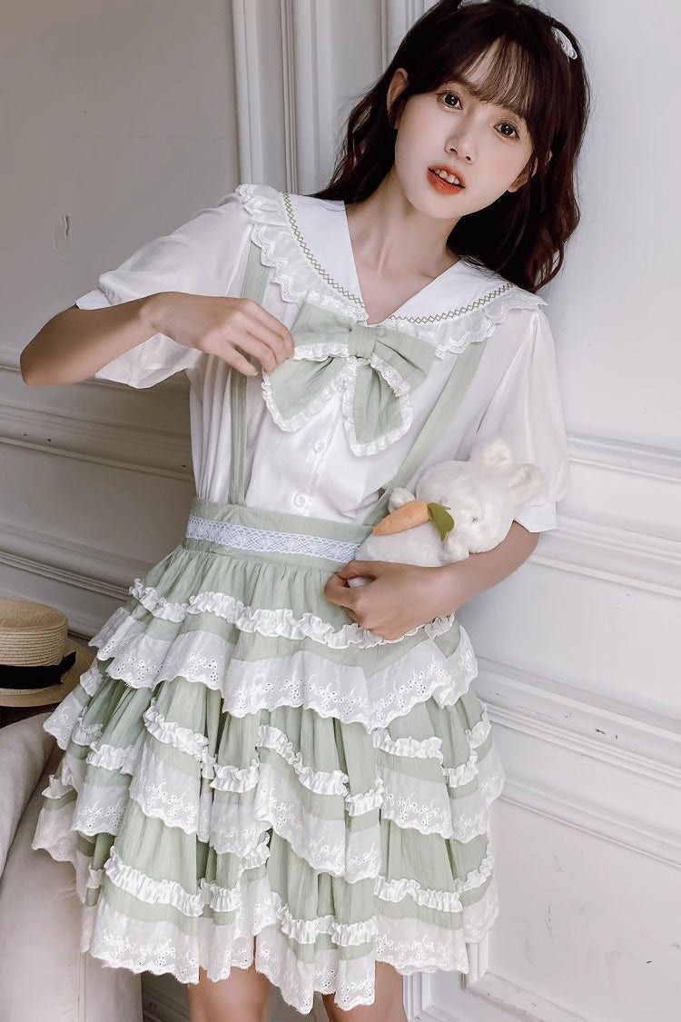 多層 Scarlett 夏 フリル リボン スウィートロリータ ストラップ ワンピース 2色 商品画像