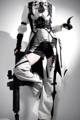 Black/White Long Sleeves Color Matching Handsome Sci-fi Lolita Shirt - Product - 4