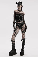 Black Rivets Faux Leather Adjustable Women's Steampunk Choker - Product - 4