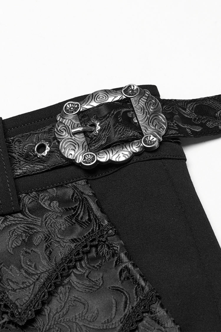 Black Jacquard Buckle Men's Punk Pants - Product - 6