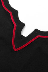 Black Sleeveless Print Bat Embroidery Slim Women's Gothic Vest - Product - 5