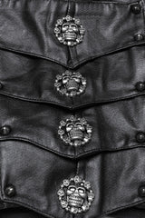 Black Stitching Faux Leather Mesh Studded Women's Punk Shorts - Product - 6