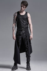 Black Rings Irregular Men's Gothic Skirt with Belts - Product - 4