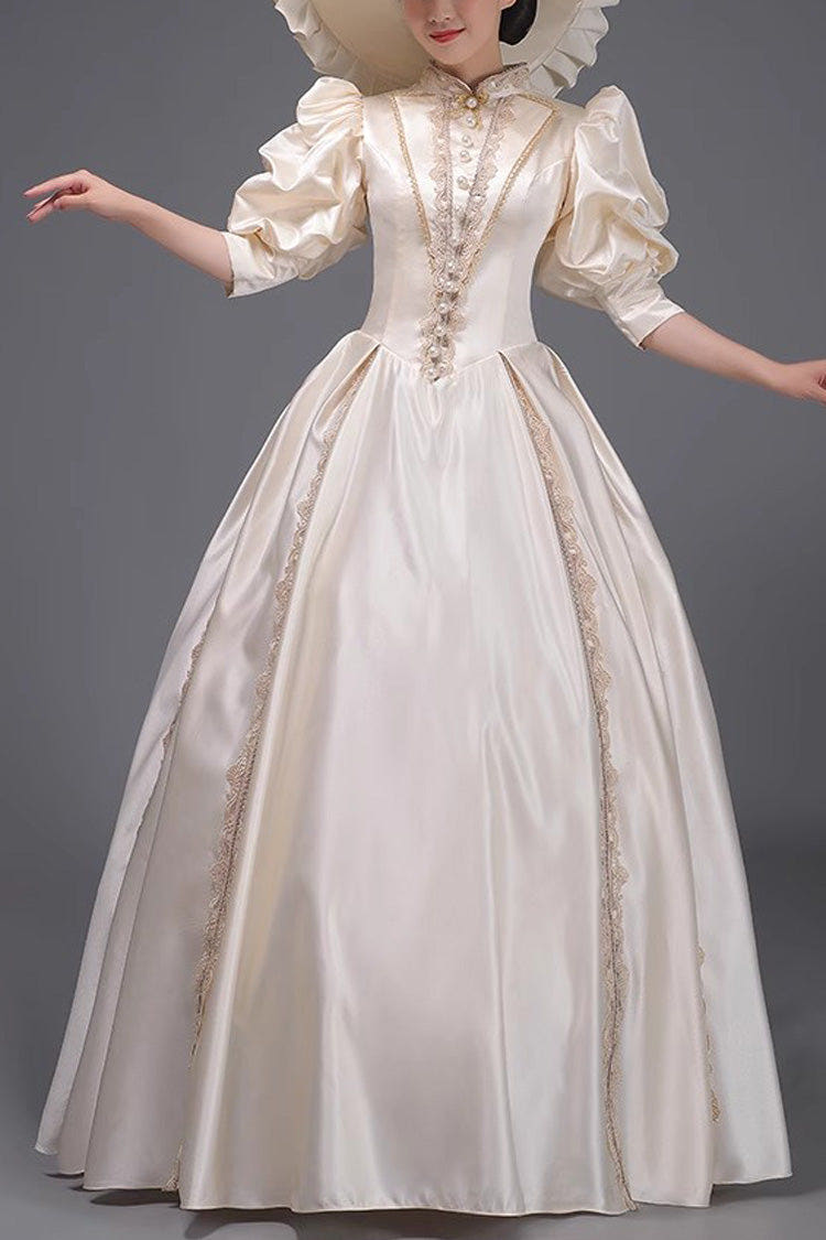 Champagne European Court Short Sleeves Sweet Vintage Princess Victorian Dress - Champagne - 1