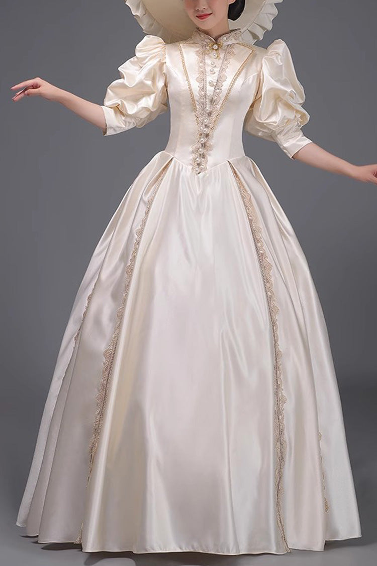 Champagne European Court Short Sleeves Sweet Vintage Princess Victorian Dress - Champagne - 1