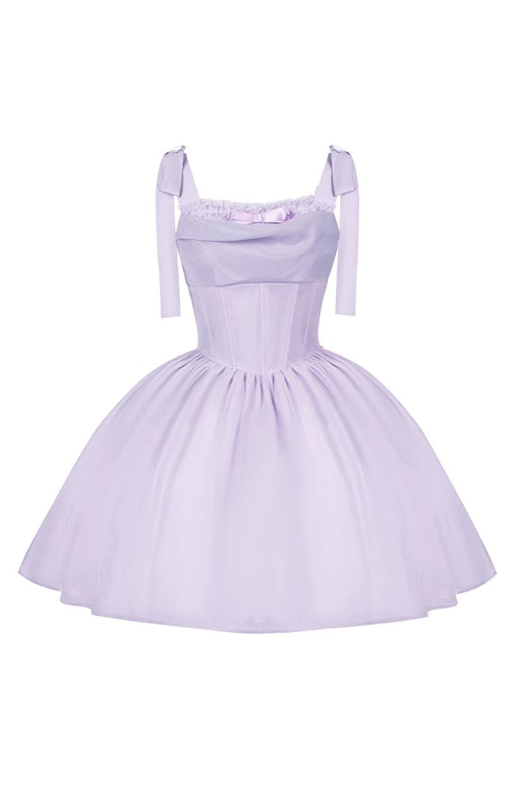 Purple [Foamy Sea] Sleeveless Ruffle Bowknot Fishbone Sweet Lolita Jsk Dress - Product - 15