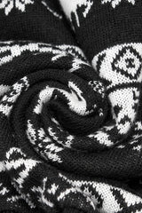 Black/White Stand Collar Long Sleeves Skull Deer Print Grunge Women's Gothic Loose Sweater - Product - 7