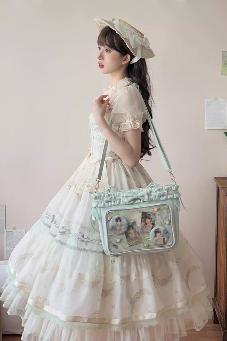 [Ballet Holiday] Ruffled Bow Sweet Japanese Crossbody Shoulder Lolita Itabag 10 Colors - Product - 2